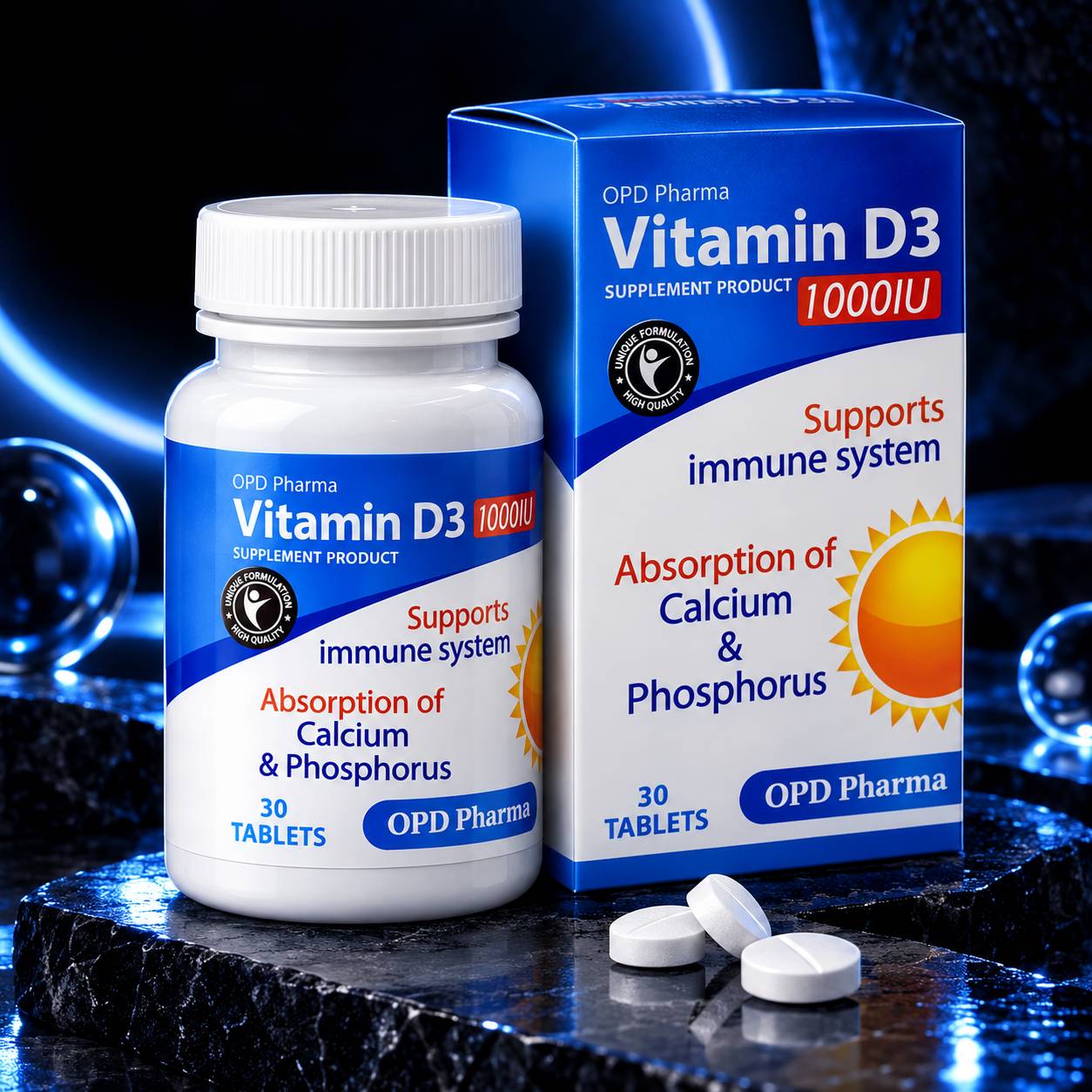 قرص ویتامین D3 دوز ۱۰۰۰